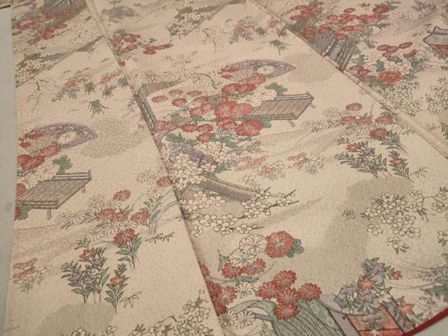 平和屋着物■上質な小紋 風景花文 正絹 逸品 AABE4540st