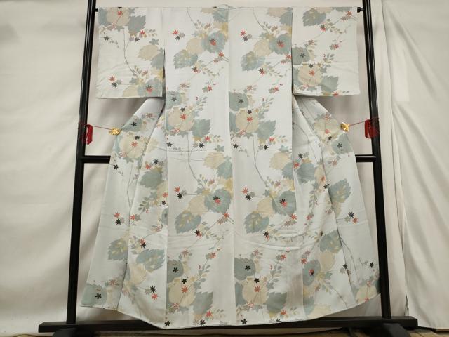平和屋着物■上質な小紋 枝葉文 金糸 正絹 逸品 AABE4578st
