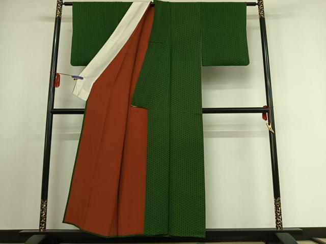 平和屋着物▽上質な小紋 単衣 麻の葉文様 正絹 逸品 AABE4668jh