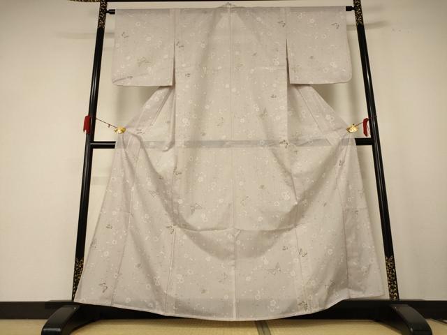平和屋着物*夏物 小紋 絽 花蝶文 洗える着物 AABE4692jd