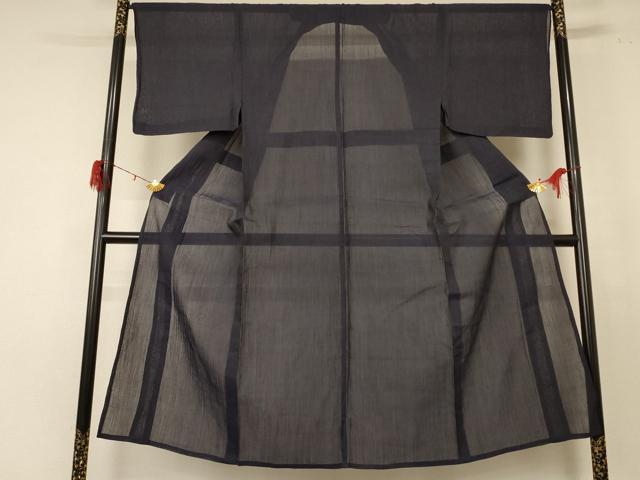平和屋着物*夏物 男性 本場小千谷ちぢみ 青褐色 麻 逸品 AABE4711jd