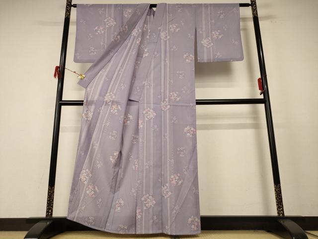 平和屋着物*夏物 小紋 絽 草花丸文 洗える着物 AABE4731jd