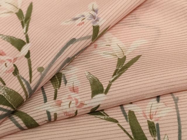 平和屋着物＊夏物 小紋 絽 草花文 洗える着物 AABE4792jd アウトレット