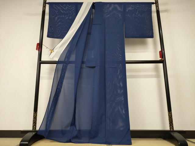 平和屋着物*夏物 色無地 絽 留紺色 洗える着物 AABE4778jd