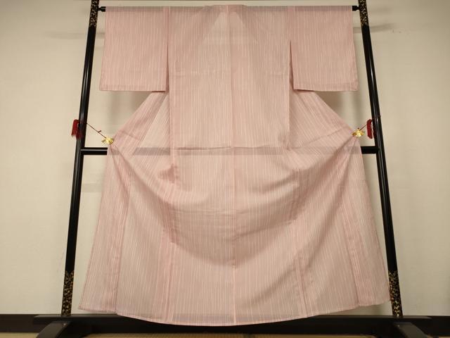 平和屋着物*夏物 小紋 絽 縞 洗える着物 AABE4790jd