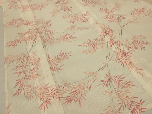 平和屋着物*夏物 小紋 絽 枝葉文 洗える着物 AABE4799jd