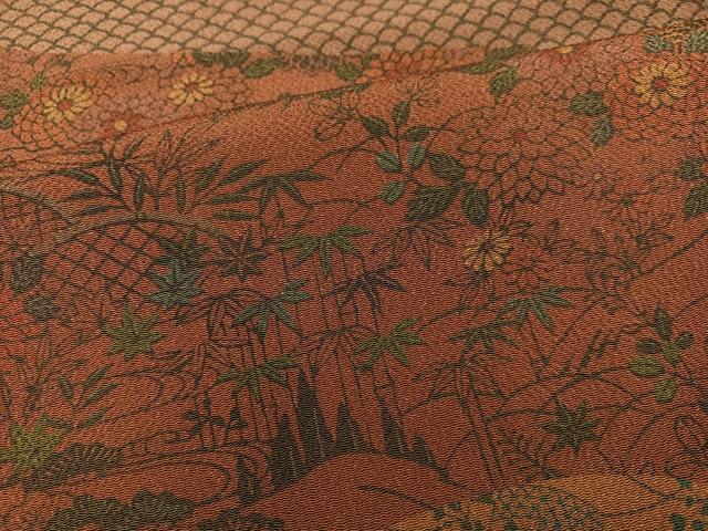 平和屋着物●人間国宝・南部芳松の息子 伝統工芸伝承者彫刻・南部幸雄 型染 訪問着 草花文 鬼しぼ縮緬 正絹 逸品 AABE4825ph