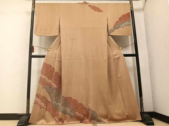 平和屋着物●訪問着 絞り 雪輪草花文 金彩 正絹 逸品 AABE4837ph