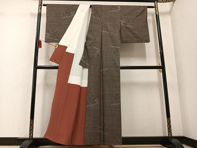 平和屋着物●本場大島紬 一元7マルキ 草花文 正絹 逸品 AABE4857ph
