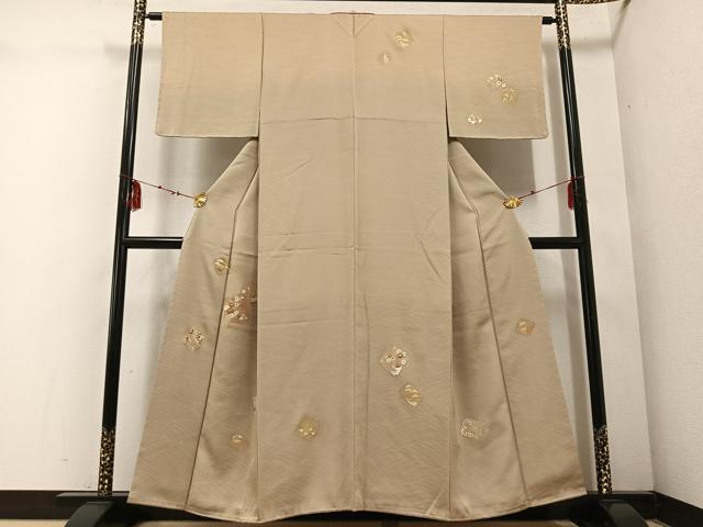 平和屋着物●訪問着 駒刺繍 雪輪色紙草花文 暈し染め 金彩 正絹 逸品 未使用 AABE4858ph