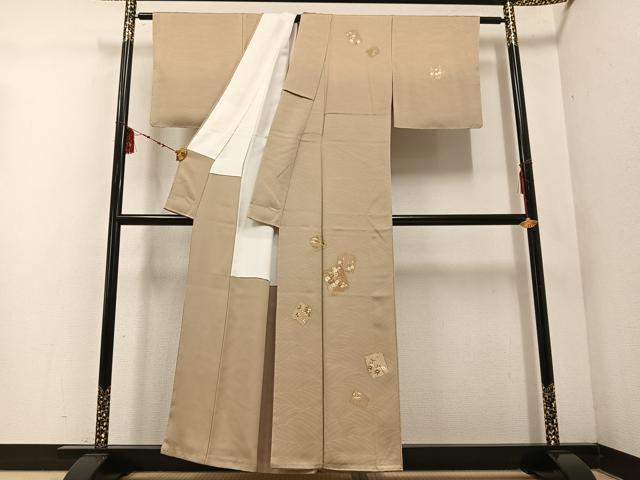 平和屋着物●訪問着 駒刺繍 雪輪色紙草花文 暈し染め 金彩 正絹 逸品 未使用 AABE4858ph