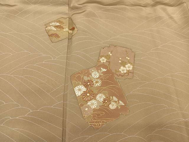 平和屋着物●訪問着 駒刺繍 雪輪色紙草花文 暈し染め 金彩 正絹 逸品 未使用 AABE4858ph
