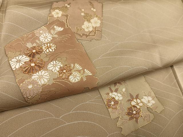 平和屋着物●訪問着 駒刺繍 雪輪色紙草花文 暈し染め 金彩 正絹 逸品 未使用 AABE4858ph