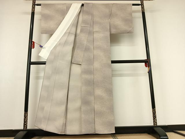 平和屋着物▽上質な小紋 単衣 立波文 鬼しぼ縮緬 正絹 逸品 AABE5163jh