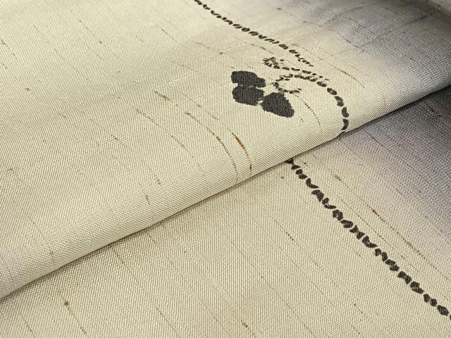 平和屋着物▽ぜんまい紬 単衣 草花文 さが美扱い 正絹 逸品 AABE5164jh
