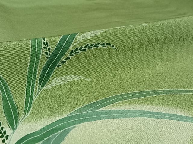平和屋着物▽訪問着 単衣 草葉文 暈し染め 正絹 逸品 AABE5176jh