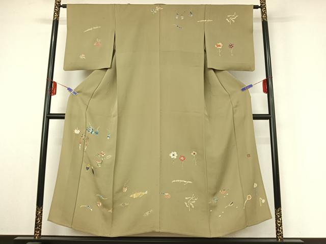 平和屋着物▽訪問着　単衣　作家物　成物　魚　金彩　正絹　逸品　AABE5182jh 平和屋着物▽訪問着 単衣 作家物 成物 魚 金彩 正絹 逸品
