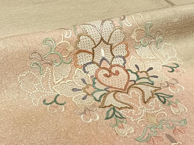 平和屋着物▽訪問着 単衣 中国三大刺繍 スワトウ刺繍 汕頭刺繍 花菱文 正絹 逸品 AABE5196jh