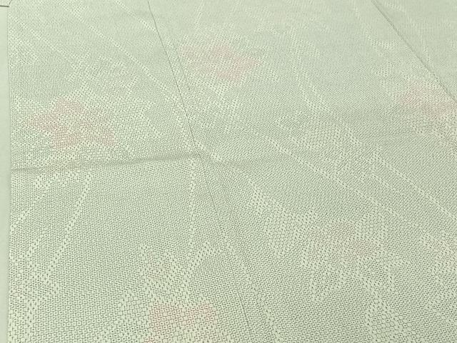 平和屋着物▽本塩沢 単衣 110亀甲 草花文 正絹 逸品 AABE5198jh
