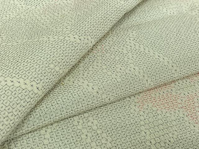 平和屋着物▽本塩沢 単衣 110亀甲 草花文 正絹 逸品 AABE5198jh
