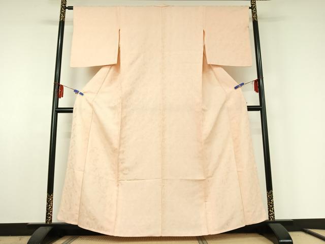 平和屋着物▽上質な色無地 単衣 草花地紋 薄桜色 正絹 逸品 AABE5200jh