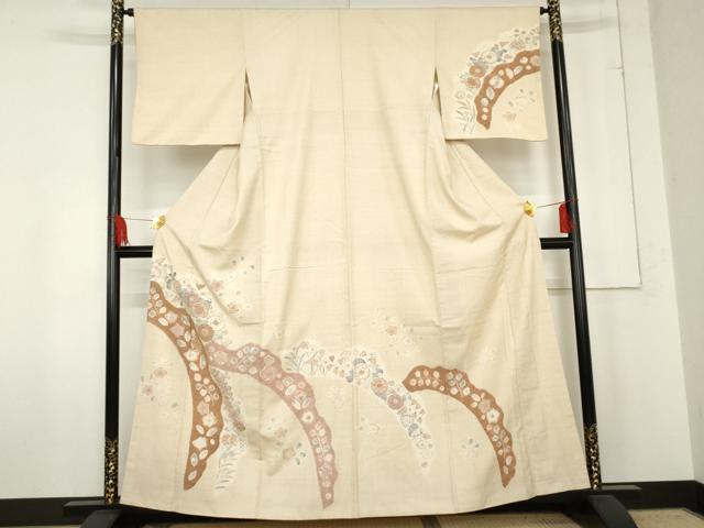平和屋着物●訪問着 紬地 絞り 辻が花 正絹 逸品 AABE5202cs