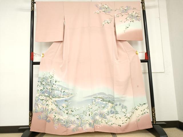 平和屋着物●訪問着 友禅 作家物 浜松風景文 暈し染め 正絹 逸品 AABE5222cs