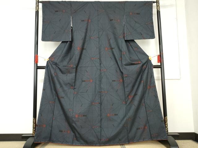 平和屋着物●本場大島紬 一元7マルキ 花麻の葉文様 正絹 逸品 未使用 AABE5263cs