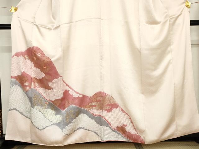 平和屋着物●訪問着 絞り 刺繍 草花文 金彩 正絹 逸品 AABE5266cs
