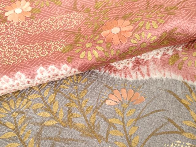 平和屋着物●訪問着 絞り 刺繍 草花文 金彩 正絹 逸品 AABE5266cs