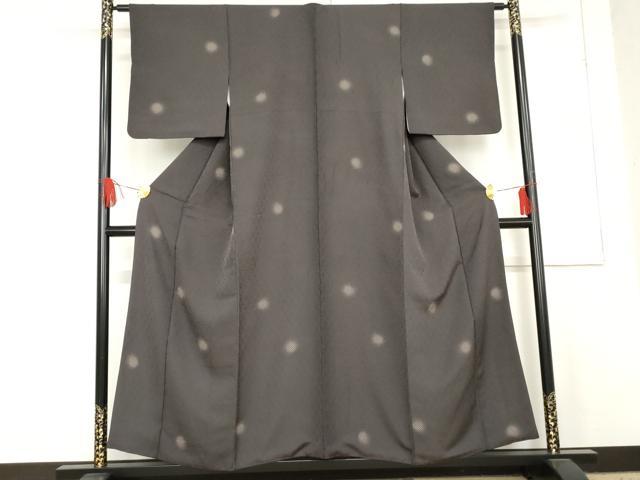 平和屋着物●京の名門 友禅 染の北川 小紋 鹿の子丸文 反端付き 正絹 逸品 AABE5278cs