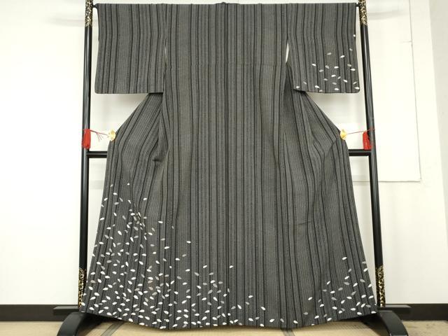 平和屋着物●訪問着　舞花文　黒地　正絹　逸品　AABE5279cs 平和屋着物○訪問着 舞花文 黒地 正絹 逸品 AABE5279cs