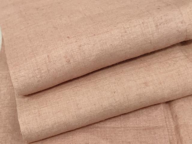 平和屋着物○結城紬 色無地 珊瑚色 正絹 逸品 AABE5289cs