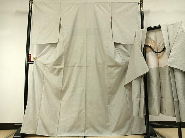 平和屋着物●本場大島紬　アンサンブル　白大島　100亀甲　総詰め　正絹　逸品　未使用　AABE5390fy 平和屋着物○本場大島紬 アンサンブル 白大島 100亀甲 総詰め 正絹 逸品 未