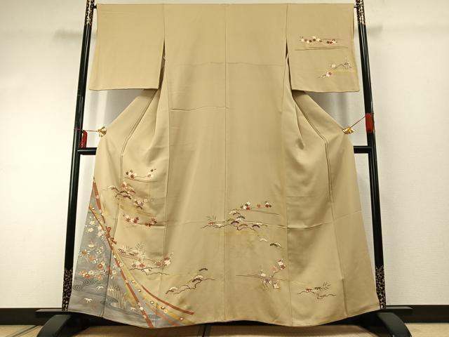 平和屋着物●訪問着 駒刺繍 松竹梅 束ね熨斗花文 金彩 ますいわ屋扱い 正絹 逸品 AABE5416fy