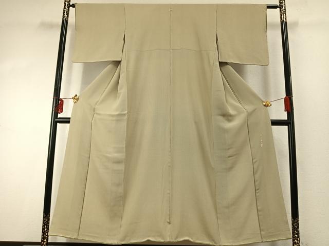 平和屋着物●寺山存男 江戸小紋 万筋 緑色×ベージュ色 正絹 逸品 AABE5459fy