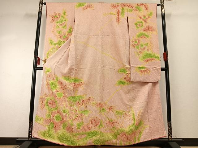 平和屋着物●豪華振袖 総絞り 草花文 正絹 逸品 AABE5473fy