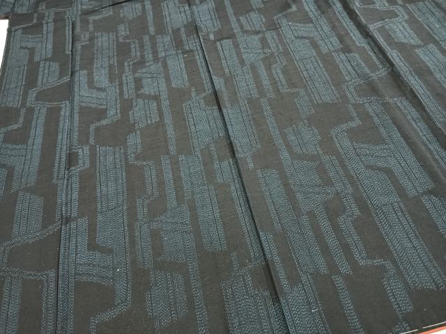平和屋着物●結城紬 幾何学文様 正絹 逸品 未使用 AABE5508fy