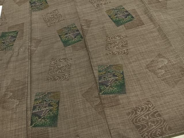 平和屋着物●本場大島紬 カタス7マルキ 泥染 手織 色紙重ね風景文 岸田恵光作 証紙付き 正絹 逸品 未使用 AABE5563fy