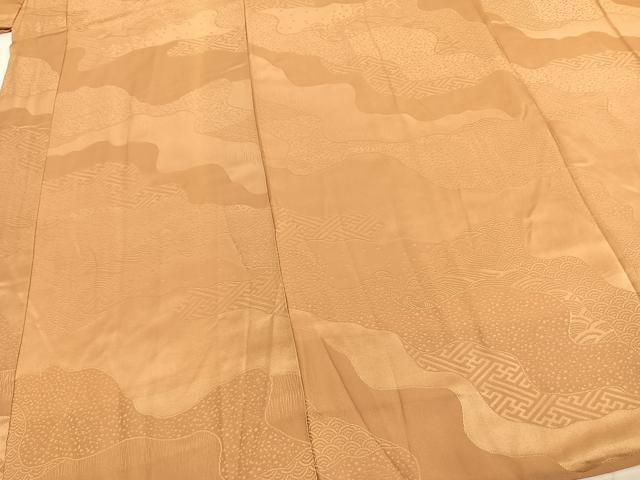平和屋着物●半衿:ファッションデザイナー 花井幸子 長襦袢 袷 道長立波地紋 飴色 正絹 逸品 AABE5609fy