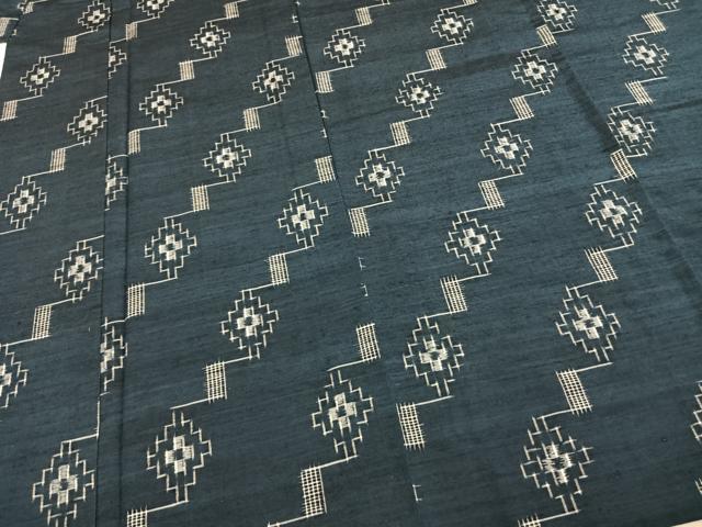平和屋着物▽上質な紬 単衣 幾何学文様 正絹 逸品 未使用 AABE5618fy