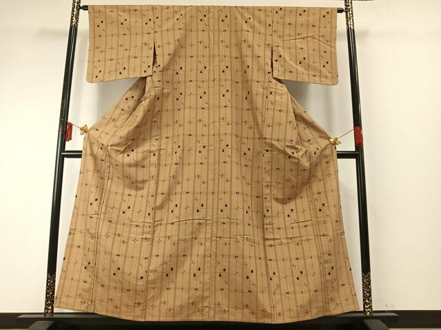 平和屋着物▽上質な紬 単衣 琉球絣 正絹 逸品 AABE5619fy