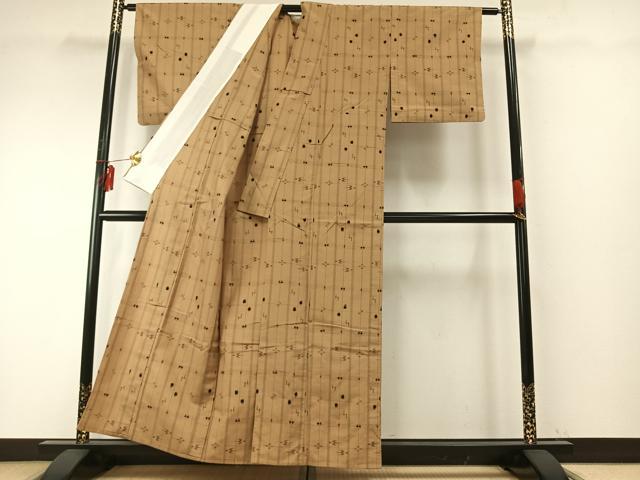平和屋着物▽上質な紬 単衣 琉球絣 正絹 逸品 AABE5619fy