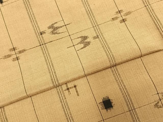 平和屋着物▽上質な紬 単衣 琉球絣 正絹 逸品 AABE5619fy