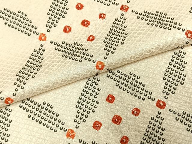平和屋着物▽上質な小紋 単衣 絞り 幾何学文様 正絹 逸品 未使用 AABE5625fy