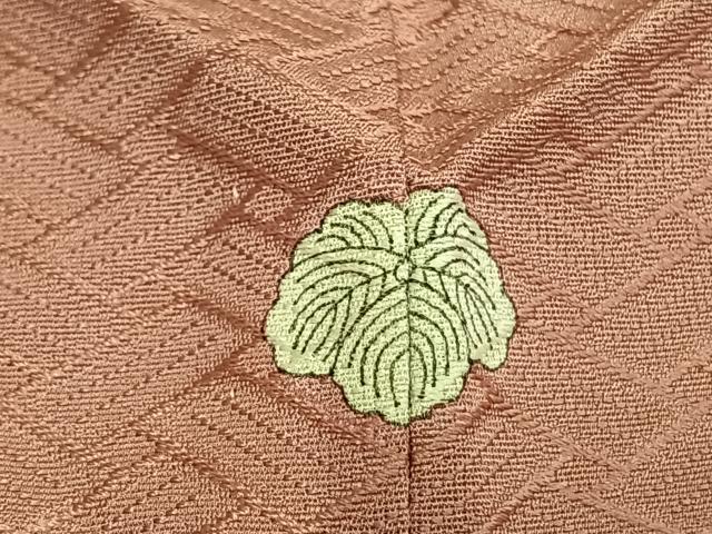 平和屋着物▽友禅作家の巨匠 浅井青仁 小紋 単衣 花丸文 珊瑚色 金彩 丹後ちりめん 反端付き 正絹 逸品 AABE5627fy