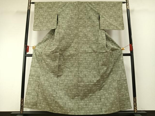 平和屋着物▽上質な紬 単衣 絣柄 正絹 逸品 AABE5629fy
