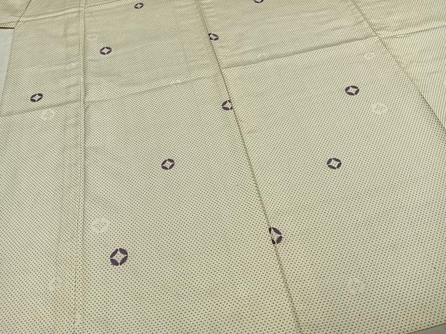 平和屋着物▽お召 単衣 刺繍 七宝文 正絹 逸品 AABE5633fy
