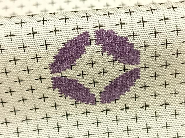 平和屋着物▽お召 単衣 刺繍 七宝文 正絹 逸品 AABE5633fy