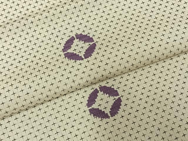 平和屋着物▽お召 単衣 刺繍 七宝文 正絹 逸品 AABE5633fy